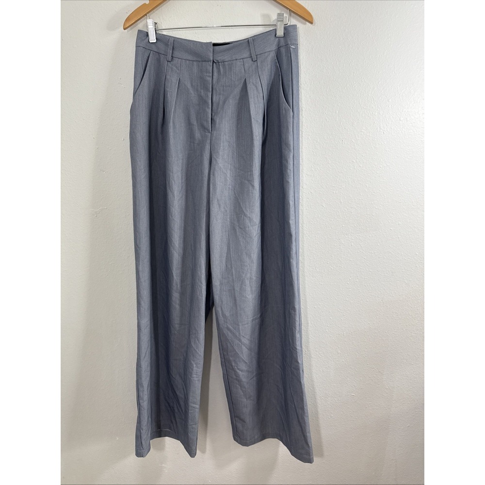 Fashion Nova Pants L Blue Count On It Pleated Wide Leg Baggy Scandic Minimalist